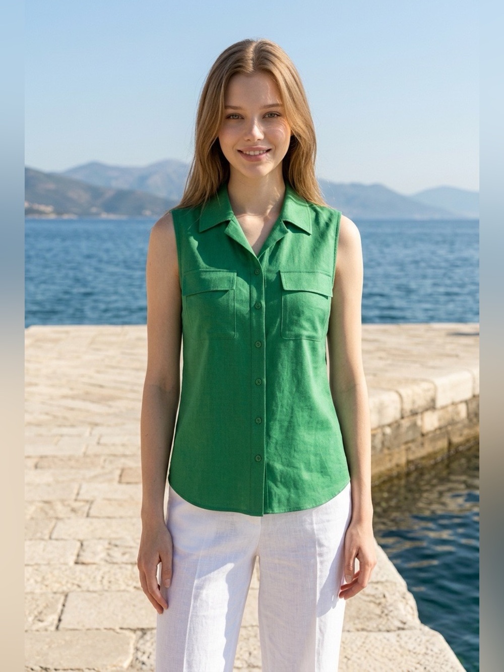 Equipment Femme Sleeveless Silk Shirt, Size P